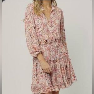 DEAR JOHN Abella Boho Tie Neck Berry Dress - XL